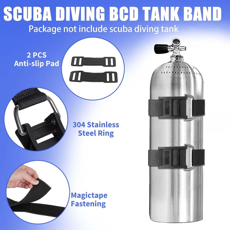 JUSTOOP Store Scuba Diving BCD Tank Band, Adjustable and Durable Dive Tank Strap with Cam Buckles and Non-Slip Pads for Underwater Diving, 2 Pack - Image 3
